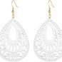 Bohemian White Wood Earrings Women Handmade Natural Retro Teardrop