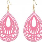 Bohemian Pink Wood Earrings Women Handmade Natural Retro Teardrop Bohemian Pink Wood Earrings Women Handmade Natural Retro Teardrop
