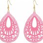 Bohemian Pink Wood Earrings Women Handmade Natural Retro Teardrop