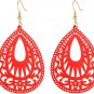 Bohemian Red Wood Earrings Women Handmade Natural Retro Teardrop