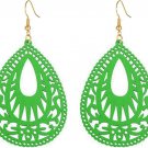 Bohemian Green Wood Earrings Women Handmade Natural Retro Teardrop Bohemian Green Wood Earrings Women Handmade Natural Retro Teardrop