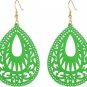 Bohemian Green Wood Earrings Women Handmade Natural Retro Teardrop