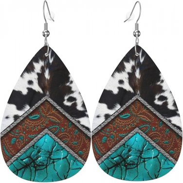 Leaf PU Leather Dangle Earrings Exquisite Gift Women