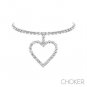 Rhinestone Choker Necklace Silver Heart Necklaces Jewelry Sparkly Party Prom