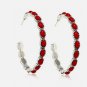 Bohemian Silver-Tone Faux Hoop Natural Colorful Red Stone Earring