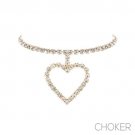 Rhinestone Choker Necklace Gold Heart Necklaces Jewelry Sparkly Party Prom Rhinestone Choker Necklace Gold Heart Necklaces Jewelry Sparkly Party Prom