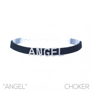 Black Velvet Rhinestones Angle Word Elegant Choker Necklace