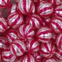 20mm PEARL Peppermint Candy Print Chunky Acrylic Bubblegum Beads 5 Count