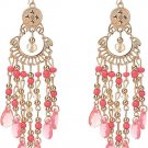 (PINK) Boho Beaded Tassels Ethnic Hook Dangle Earring Eardrop