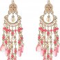 (PINK) Boho Beaded Tassels Ethnic Hook Dangle Earring Eardrop