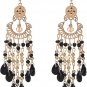 (Black) Boho Beaded Tassels Ethnic Hook Dangle Earring Eardrop