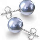 ( 10/12) 925 Sterling Silver 8mm Round Natural Shell Pearl Stud Earrings