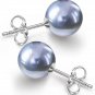 ( 10/12) 925 Sterling Silver 8mm Round Natural Shell Pearl Stud Earrings