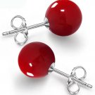 ( RED 10/12) 925 Sterling Silver 8mm Round Natural Shell Pearl Stud Earrings