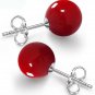 ( RED 10/12) 925 Sterling Silver 8mm Round Natural Shell Pearl Stud Earrings