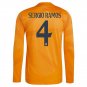 4 Sergio Ramos Real Madrid 2024 25 Away Long Sleeve Player Jersey &acirc;�� Orange