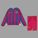05 06 Barcelona Home Kids Long Sleeve Retro Soccer Jersey Size 16-28
