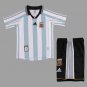 1998 Argentina Home Kids Retro Soccer Jersey Size 16-28