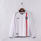 2002 England Home Long Sleeve Retro Soccer Jersey