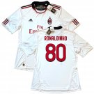 2009 10 Ac Milan Away Jersey #10 Ronaldinho adidas Soccer White Kit