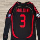AC Milan Paolo Maldini Retro Jersey 2006 2007 Champions League #3 Long Sleeve