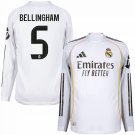 adidas Real Madrid Home Long  Sleeves Bellingham 5 Jersey 2025-2026