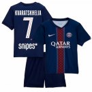 Kids KVARATSKHELIA #7 Paris Saint Germain Home Jersey Kit 25-26 Youth Soccer Football 2025-2026
