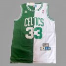 Men's 33# Larry Bird Retro Logo Stitching White Green Jersey Stitched