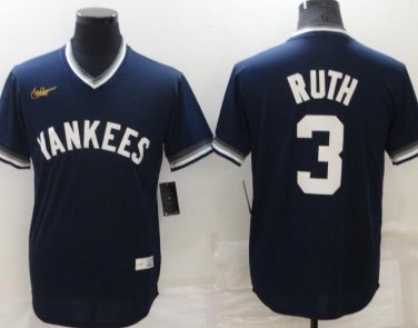 New York Yankees #3 Babe Ruth Throwback Jersey Blue