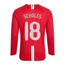 Retro Soccer Jersey SCHOLES #18 Manchester United Home Long Sleeve 2007 08 - UCL Final