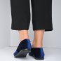 Blue Oxford Shoes Velvet Flat Shoes for Women Seraphina