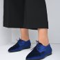 Blue Oxford Shoes Velvet Flat Shoes for Women Seraphina