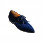 Blue Oxford Shoes Velvet Flat Shoes for Women Seraphina
