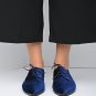 Blue Oxford Shoes Velvet Flat Shoes for Women Seraphina
