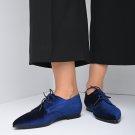 Blue Oxford Shoes Velvet Flat Shoes for Women Seraphina