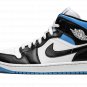 AIR JORDAN 1 MID WMNS "Black / White / University Blue"