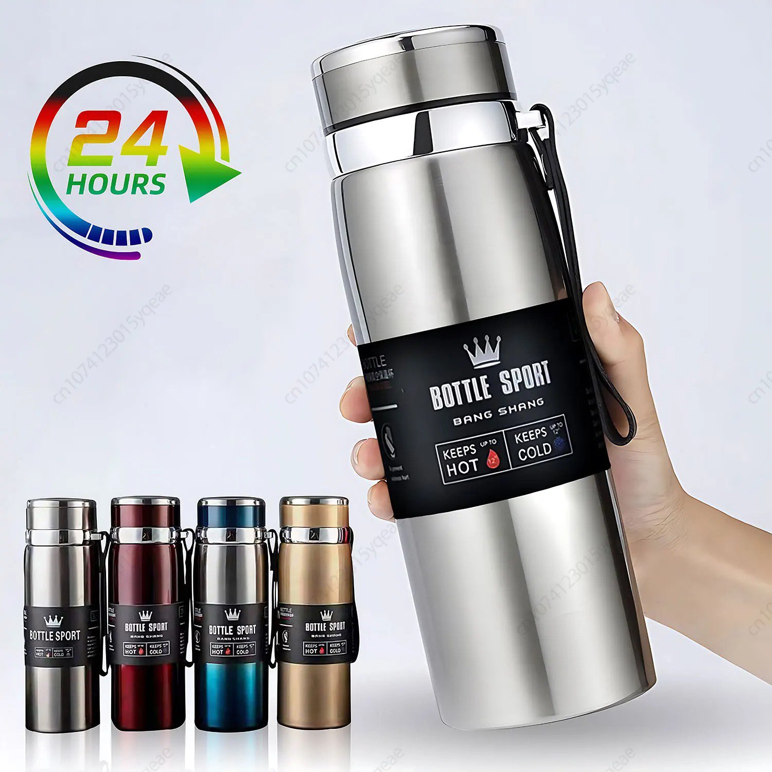 1000ml Silver Stainless Steel Thermal Water Bottle Vacuum Flask for Hot Cold