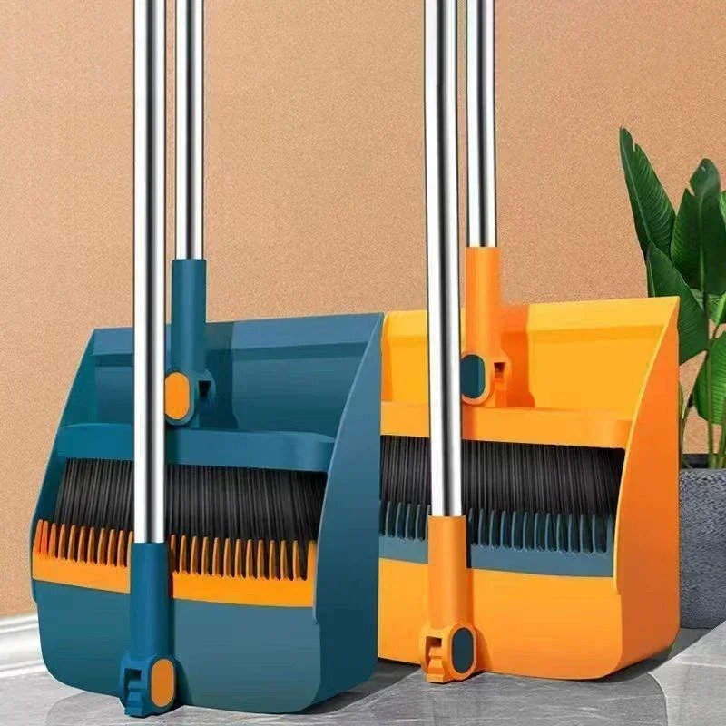 Long Handle Broom and Dustpan Set for Home Kitchen Floor Cleaning Non-Stick Hair