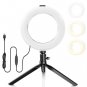 16cm LED Ring Light with Tripod Stand USB Dimmable for Makeup Live Streaming