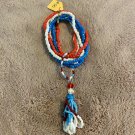 Red White And Blue Stretch Bracelet With Tassel Charm Red White And Blue Stretch Bracelet With Tassel Charm