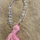 Pink Crystal Bracelet With Cotton Tassel Pink Crystal Bracelet With Cotton Tassel