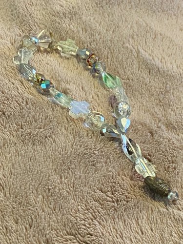 Clear beaded Bracelet With A Cat Charm