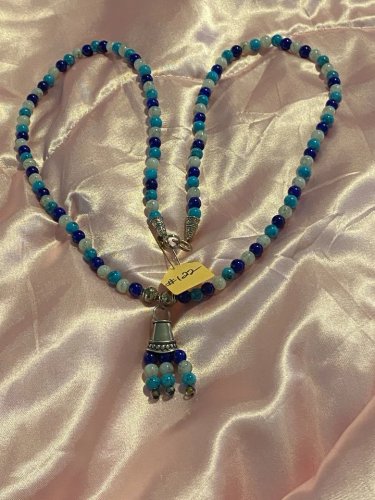 Blue White And Light Blue Charm Necklace