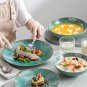 Vancasso 16/32-Piece Green Embossed Stoneware Dinnerware Set &acirc;�� Plates, Bowls, Mugs for 4/8/12