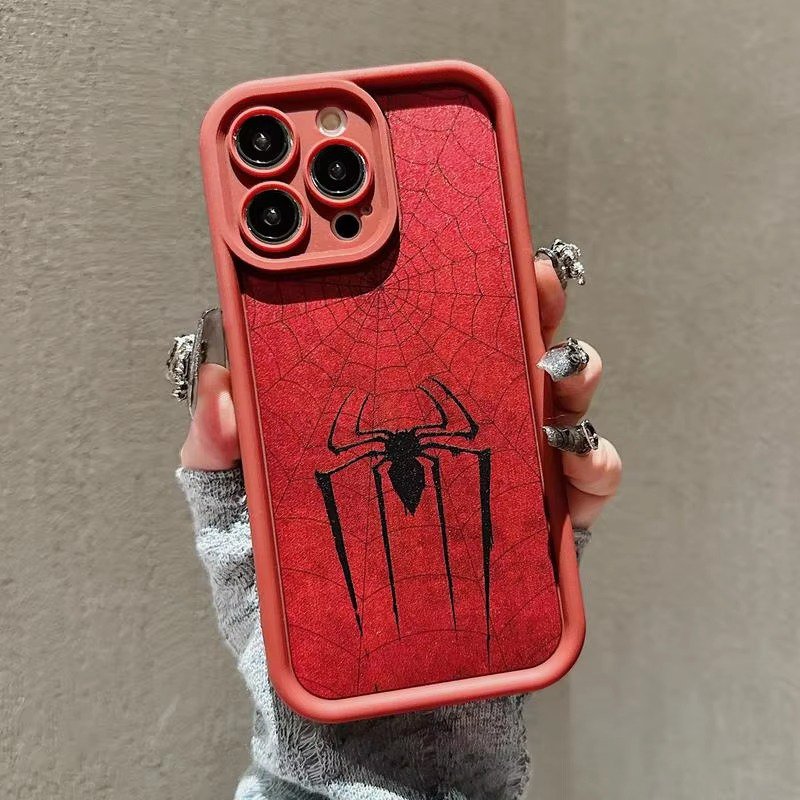 Spider Pattern Anti-Drop Phone Case for iPhone 16 Pro Max, 15 Pro, 14 Plus, 13, 12, 11