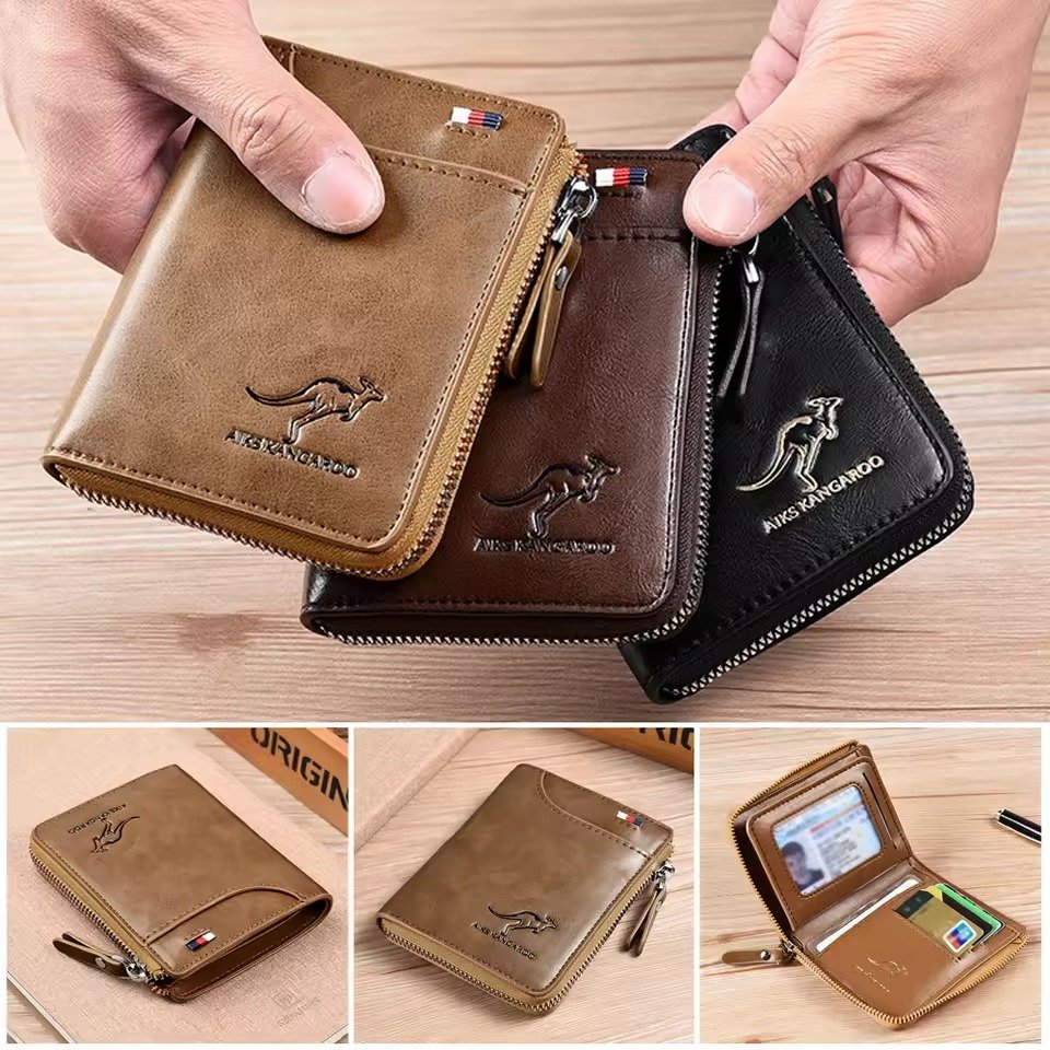 RFID Blocking Leather Wallet for Men &acirc;�� Anti-Theft Card Holder Case Clutch Short Wallet