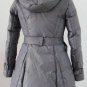 NEW Prancing Leaves Ladies'double-breasted DOWN JACKET with Rex Rabbit Hair Collar&Hoody Beige clr