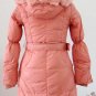 Bowknot Pocket Ladies'double-breasted DOWN JACKET with Rex Rabbit Hair Collar&Hoody Beige clr
