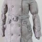 Bowknot Pocket Ladies'double-breasted DOWN JACKET with Rex Rabbit Hair Collar&Hoody Beige clr