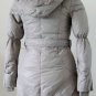Bowknot Pocket Ladies'double-breasted DOWN JACKET with Rex Rabbit Hair Collar&Hoody Beige clr